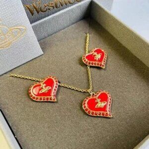 Vivienne Westwood Heart Pendant Necklace and Earrings set